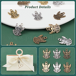 120 шт. 3-цветные подвески в виде ангела в тибетском стиле из сплава&nbsp;TIBEP-PH0001-66