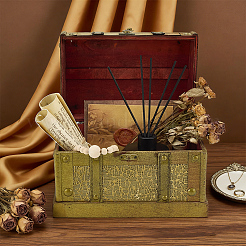 Cajas organizadoras de almacenamiento de joyas de madera retro con cierres&nbsp;CON-WH0115-96B