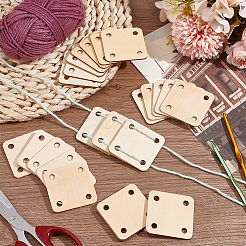 木製編み物かぎ針編みボード  4穴  正方形  湯通しアーモンド  4.95x4.95x0.2cm  穴：6mm&nbsp;WOOD-WH0034-29