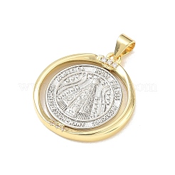 Pendentifs religieux en laiton sertis de micro-pavés de zircone cubique transparente&nbsp;KK-A303-11D-G