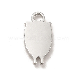 変色しない304ステンレススチールペンダント  フクロウのチャーム  ステンレス鋼色  19x10x2mm  穴：3mm&nbsp;STAS-I197-010P