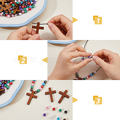 DIY-Sets zur Herstellung runder Halsketten mit Kreuzanhänger&nbsp;DIY-DC0004-03
