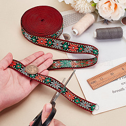 10 ярд полиэфирной жаккардовой ленты в этническом стиле с цветком OCOR-PH0004-86B