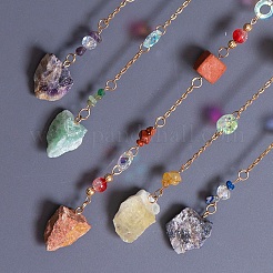 7 Chakra-Lebensbaum-Sonnenfänger aus natürlichen Edelsteinsplittern&nbsp;HJEW-F023-02
