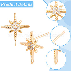 Risultati dell'orecchino della vite prigioniera di zirconia cubica 10pcs in ottone micro spianato&nbsp;KK-BBC0029-25