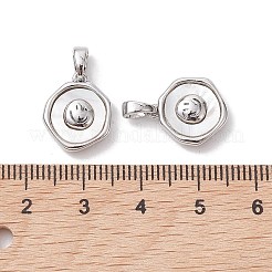 Плоские круглые подвески из латуни с покрытием из ракушки и улыбающимся лицом KK-K360-05P