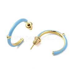 Echte 18 Karat vergoldete Messingring-Ohrstecker&nbsp;EJEW-L268-014G-01