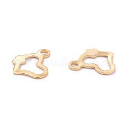 ステンレススチールチャーム201個  中空  ハート  18KGP本金メッキ  9x11.5x0.8mm  穴：1.4mm&nbsp;STAS-B001-26G