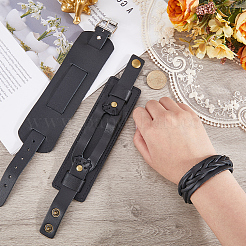 3 Stück 3 Stile Rindslederarmbänder&nbsp;BJEW-CL0001-39A