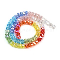 電気メッキガラスビーズセット  ロンデル  多面カット  カラフル  6x3mm  穴：1.2mm  約80個/連  11.42''（29センチメートル）&nbsp;EGLA-B011-04B-01