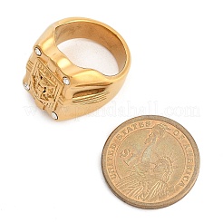 Кольца-печатки из нержавеющей стали 304 со стразами RJEW-Z076-06G-02