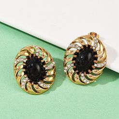 Овальные серьги-гвоздики из нержавеющей стали 304&nbsp;LS-EJEW-M105-05G