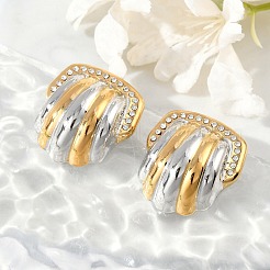 Двухцветные серьги-гвоздики в форме ракушки из нержавеющей стали 304&nbsp;EJEW-M073-12PG