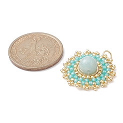 Плоские круглые подвески из натурального амазонита PALLOY-MZ00135-01