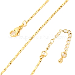 真鍮ツイストボストンリンクチェーンネックレス（女性用）  304ステンレススチール製カニカン付き  ラックめっき  鉛フリー＆カドミウムフリー  長持ちメッキ  18KGP本金メッキ  17.72インチ（45cm）&nbsp;NJEW-D302-60G