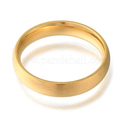 イオンプレーティング（IP）304ステンレススチール製女性用指輪  18KGP本金メッキ  4mm  内径：17mm&nbsp;RJEW-B066-13G-03