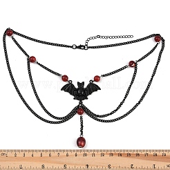 Подвеска в виде летучей мыши из железа и круглой смолы на Хэллоуин NJEW-A055-01A-EB