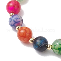 Браслеты из натуральных круглых бусин огненного агата с потрескиванием для женщин&nbsp;BJEW-JB12552