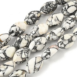 Окрашенные синтетические бирюзовые бусы нити G-M448-B01-01