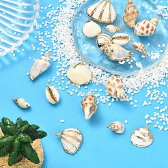 18 шт. 9 стиля подвески из натуральных ракушек с гальваническим покрытием&nbsp;BSHE-YW0001-08
