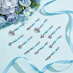30 ciondolo in lega con tema oceano e perline di vetro decorative in 6 stili&nbsp;HJEW-BM0001-38
