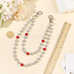 1 pieza de cinturón de cadena con cuentas redondas de arcilla polimérica y rhinestone para mujer&nbsp;AJEW-CN0007-10B