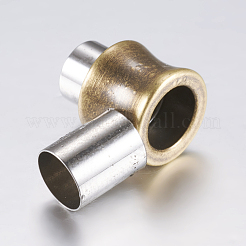 304ステンレススチール製マグネット留め具、接着端付き  コラム  アンティークブロンズ＆ステンレスカラー  16x10mm  穴：6mm&nbsp;STAS-P182-18AG