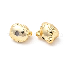 メッキccbプラスチックビーズ  虎  ゴールドカラー  13.4x15.8x13.2mm  穴：3.5mm&nbsp;PACR-C004-04G