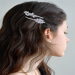 1 комплект заколок для волос из сплава со стразами и жемчугом&nbsp;AJEW-LP0001-89P