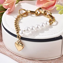 Браслеты с подвесками из нержавеющей стали 304 и кубинской цепочки для женщин BJEW-C089-01G