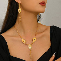 Ohrringe und Halsketten-Sets mit Quasten aus Messing in Rautenform für Damen&nbsp;RP2777-1