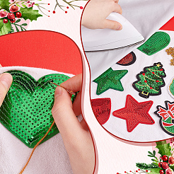 Weihnachtsthema computergesteuerte Stickerei Polyester zum Aufbügeln/Nähen auf Patches&nbsp;DIY-PH0023-25