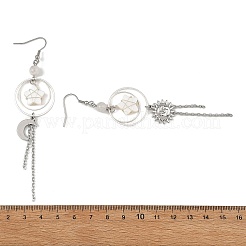 Boucles d'oreilles pendantes en perles de pierre de lune arc-en-ciel naturelle&nbsp;EJEW-TA00830