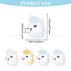 12 шт. 4-х цветные силиконовые бусины-единороги SIL-GO0001-26