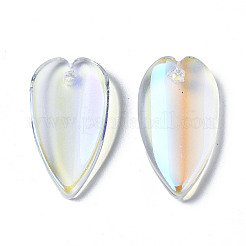クリアガラスペンダント  ABカラーメッキ  葉  クリアAB  20.5x11x3.5mm  穴：1.2mm&nbsp;GGLA-S054-013C-01