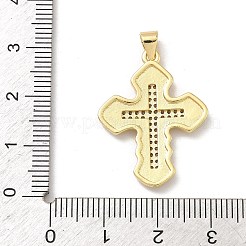 真鍮マイクロパヴェクリアキュービックジルコニアペンダント  クロスチャーム  18KGP本金メッキ  28x21x2.5mm  穴：4mm&nbsp;KK-B176-01G-01