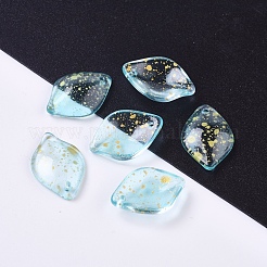 クリアガラスペンダント  グリッターパウダー付き  花びら  空色  19x13x4.5mm  穴：1mm&nbsp;GLAA-L027-C04