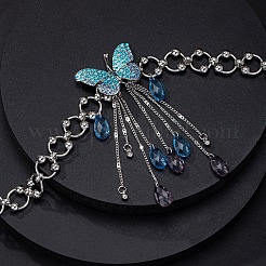 Ожерелья с подвеской в виде бабочки и кисточки из сплава индиголита и страз для женщин&nbsp;FS-WG6AB0F-01