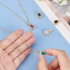 5шт 5 цвета латунные микро проложить кубический цирконий шармы&nbsp;KK-FH0003-24