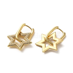 Серьги-кольца из золотой латуни с микропаве и цирконием EJEW-C073-03B-G