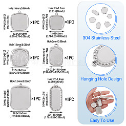 6 pièce 6 styles de pendentifs cabochons en acier inoxydable 304&nbsp;STAS-TA0005-71P