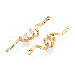 Pendenti in zirconi cubici trasparenti in micro pavè di ottone&nbsp;KK-T078-01G-03