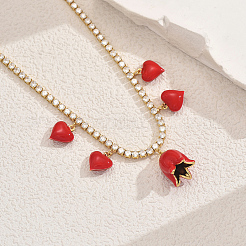 Элегантные латунные прозрачные кубические цирконии теннисная цепочка сердце цветок кулон нагрудник ожерелья для женщин SR8961