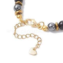 Браслеты из бусин натурального безглазого обсидиана и синтетического немагнитного гематита для женщин&nbsp;BJEW-JB12941-02