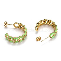 Demi-créoles en laiton avec micro-pavé et zircone cubique&nbsp;EJEW-B004-02G