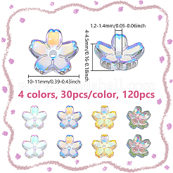 120 шт. 4-цветные прозрачные гальванические стеклянные колпачки для бусин&nbsp;EGLA-HS0001-05