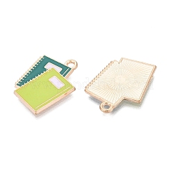合金エナメルチャーム  ノートチャーム  ライトゴールド  黄緑  21x17x1mm  穴：1.6~1.8mm&nbsp;ENAM-Q004-01KCG-16