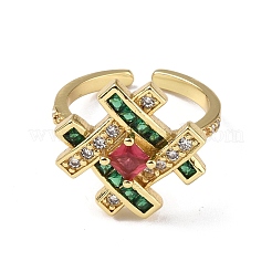 Символ кубического циркония # открытая манжета кольцо&nbsp;RJEW-P046-01G-04