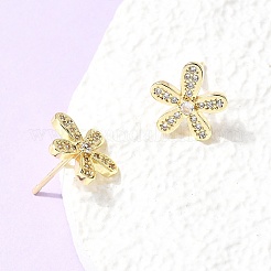 Pendientes de latón con micropavé de circonitas cúbicas transparentes para San Valentín&nbsp;EJEW-C186-22G-01