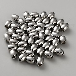 ステンレス鋼ヨーロッパのビーズ  大穴ビーズ  オーバル  ステンレス鋼色  10x8mm  穴：4mm&nbsp;STAS-WH0043-42P